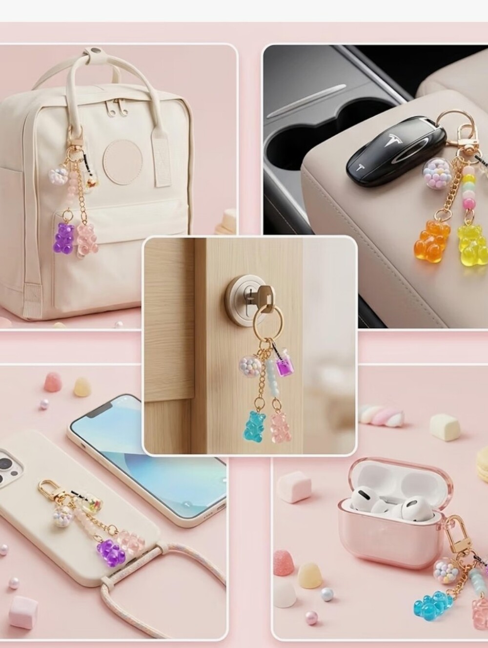Cute Gummy Bear Keychain Charm - Picture 4 of 5